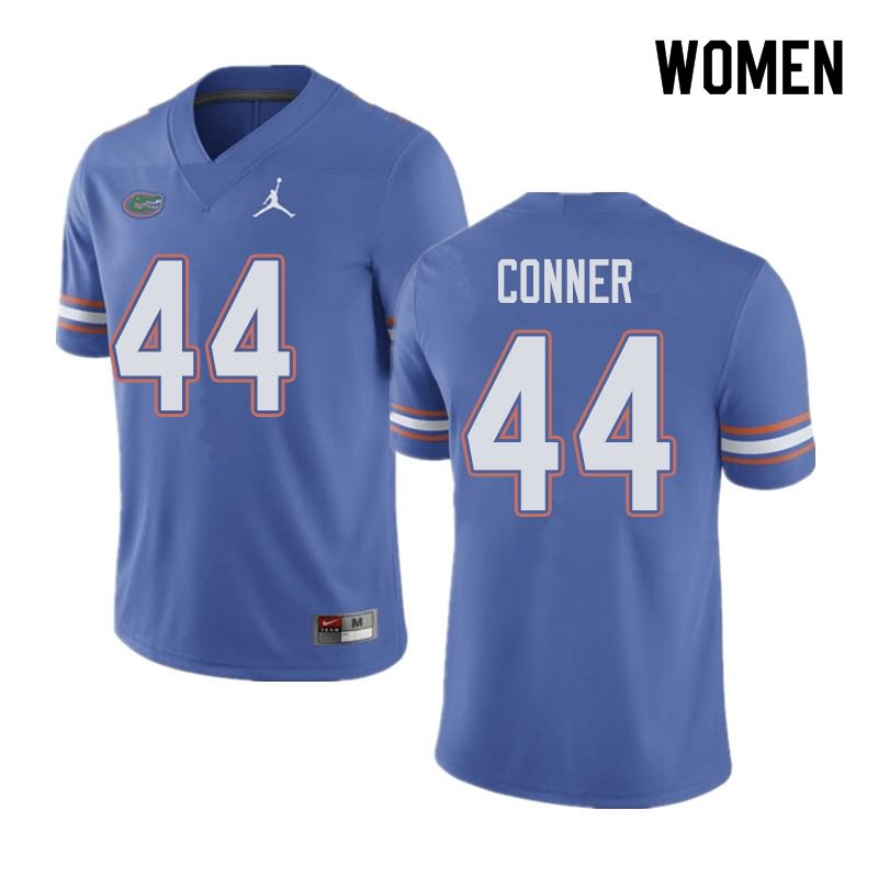 NCAA Florida Gators Garrett Conner Women's #44 Jordan Brand Blue Stitched Authentic College Football Jersey BHU7264GH